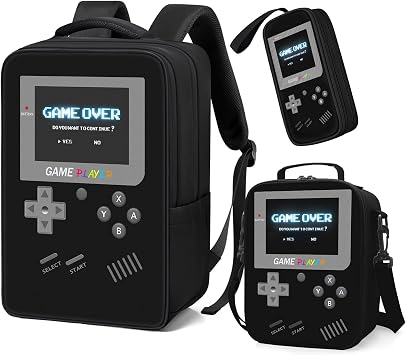 School Backpack for Boys,3pcs Gamer Boys Backpack with Lunch Box Set for Kids Children Teens Elementary Middle School,17" Large Capacity Student Bookbag & Multifunctional Video Game Travel Bag