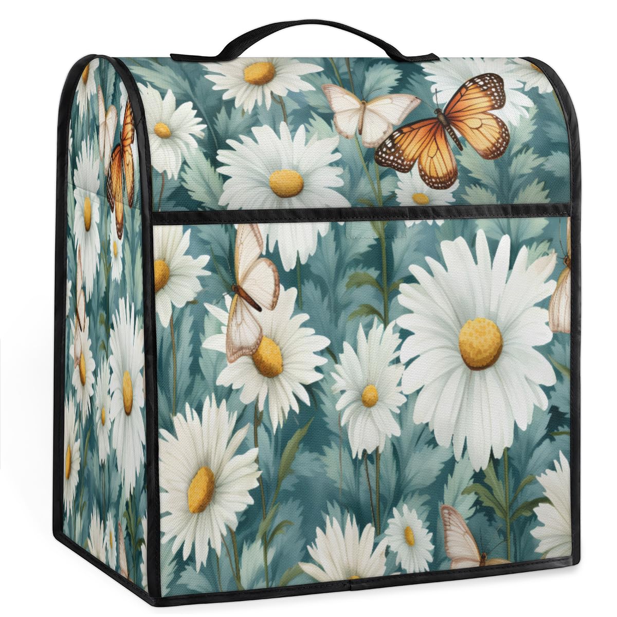 Coffee Maker Cover Butterfly Daisy Flower Kitchen Appliance Covers Small Appliance Covers Blender Cover Juicer Cover Dust Covers for Kitchen Appliances with Top Handle and Pockets,Washable,C311
