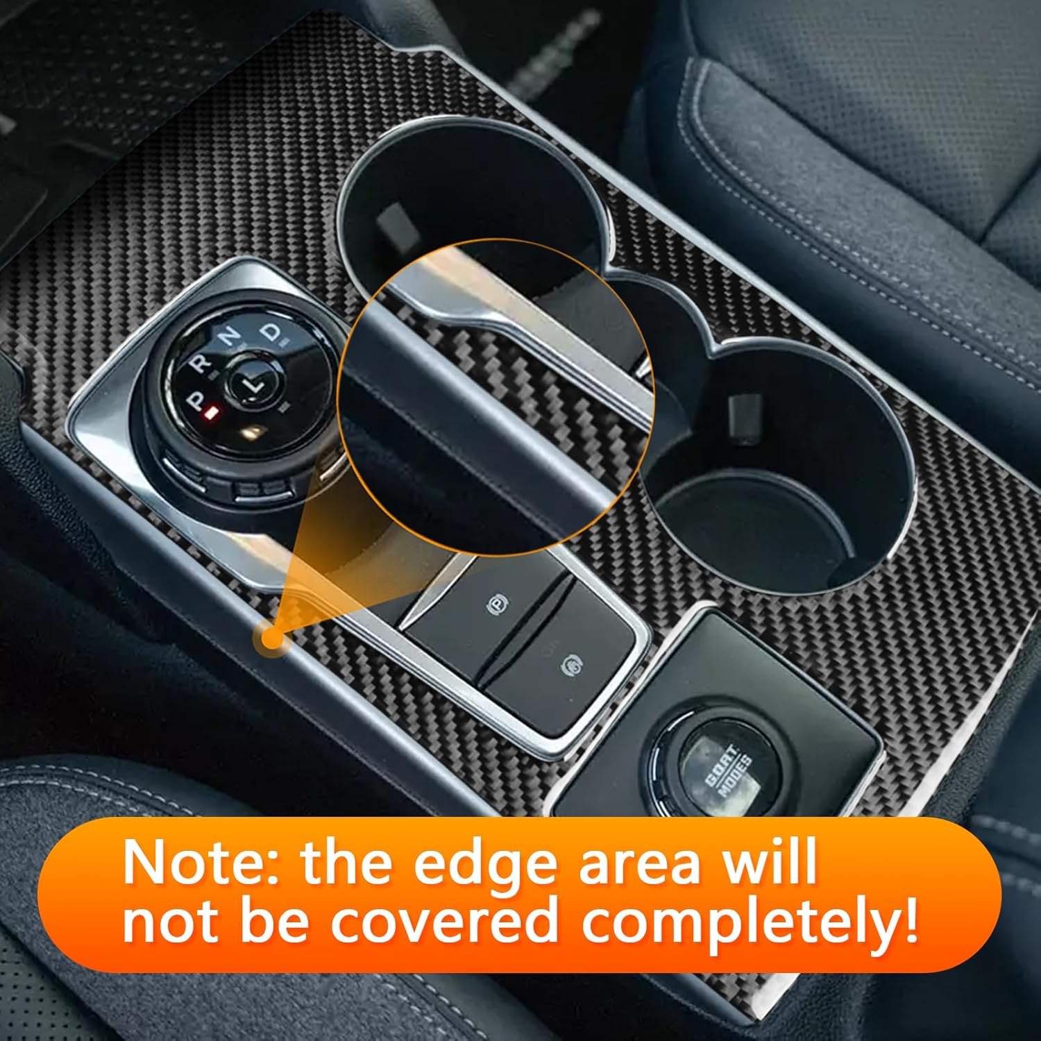 Car Red Carbon Fiber Accessories Gear Shift Panel Protective Cover Sticker Compatible with Ford Bronco Sport 2021 2022 2023