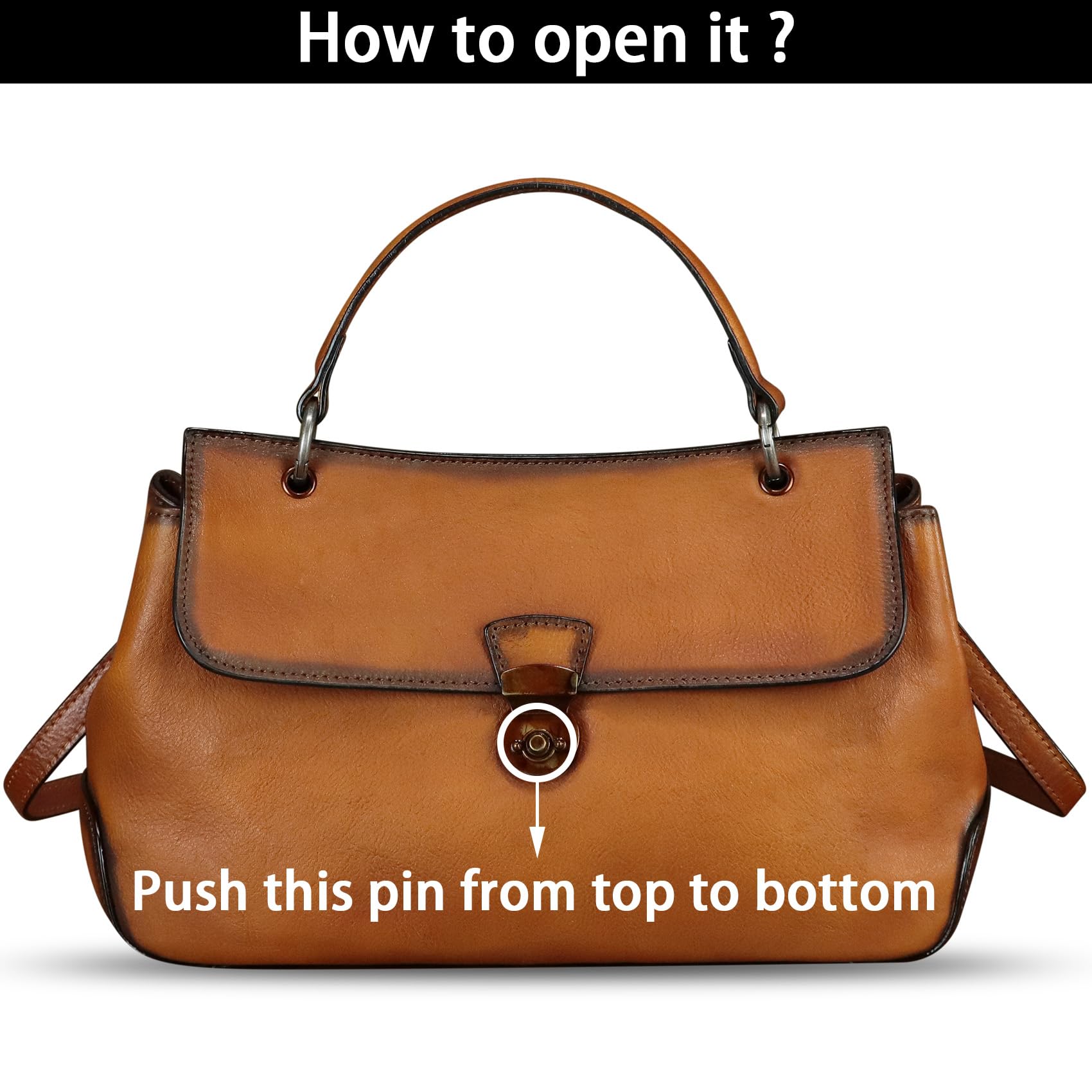 Genuine Leather Satchel for Women Vintage Leather Handbag Top Handle Bags Handmade Retro Purse Crossbody Bag (Brown)