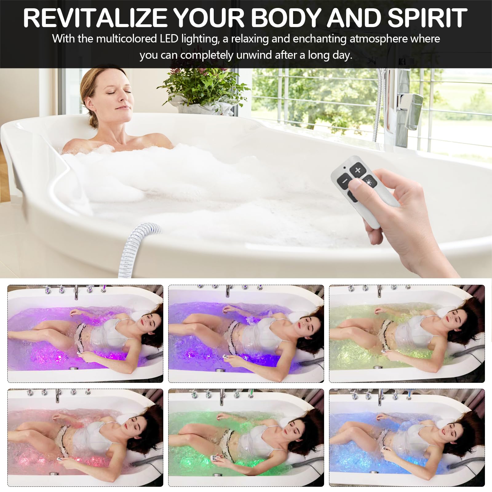 Sprudelmatte Badewanne, Badewanne Spa Matte mit 6 Massage Intensitätsstufen, Luftsprudelbad Sprudelmatte mit Kissen und Anti Rutsch Saugnäpfe, Spa Baden für Zuhause, Fernbedienung Inklusive