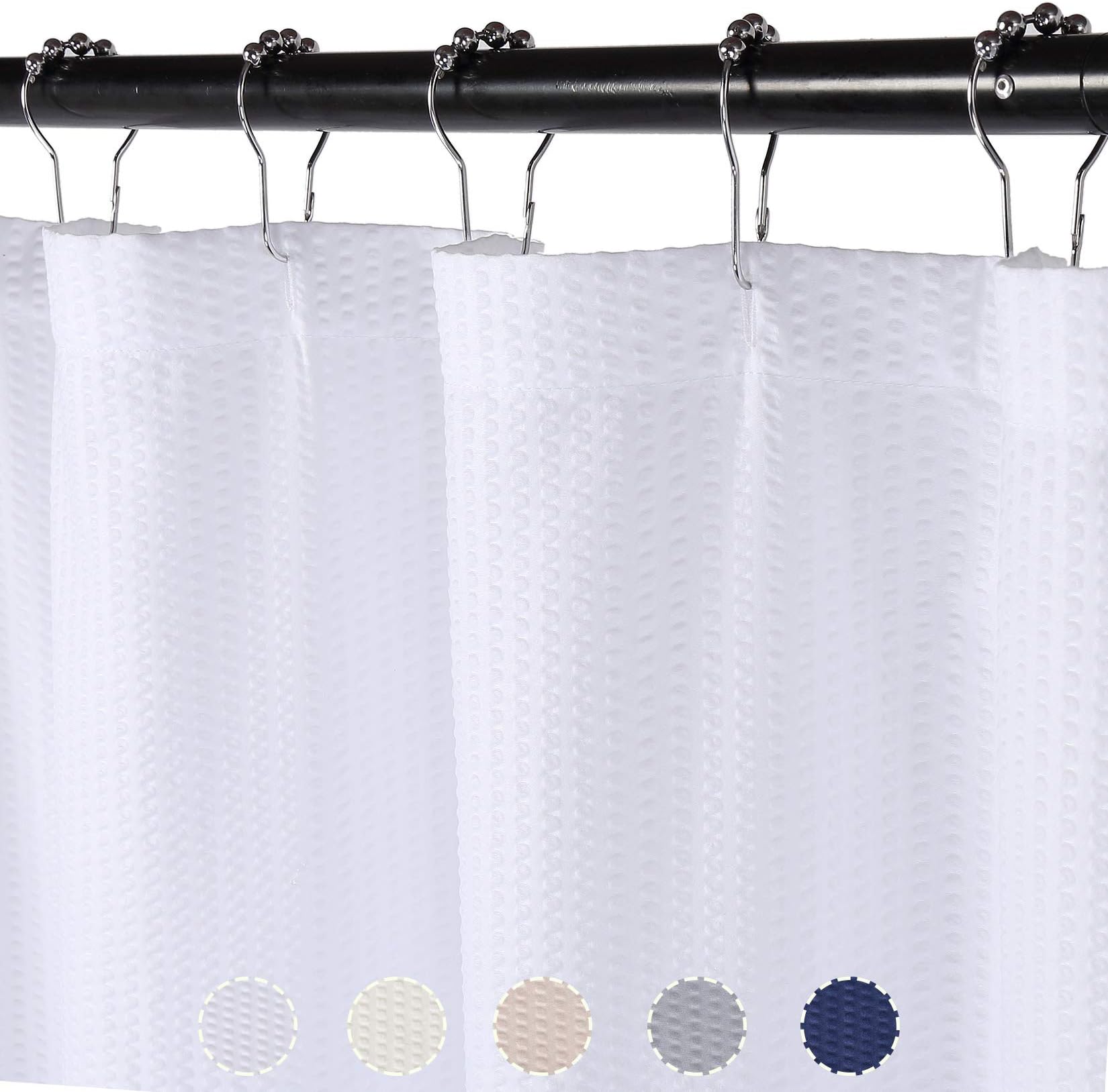 Amazon Basics Waffle Texture Shower Curtain, 183 x 183 cm, White