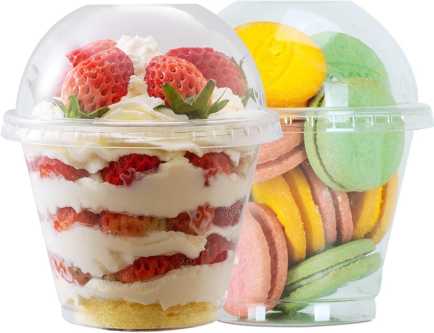 9 oz Clear Plastic Cups with Lids - 25 Sets Dessert Cups with Dome Lid (NO Hole), Disposable Party Cup for Fruit/Ice Cream/Cupcake/Iced Cold Drinks