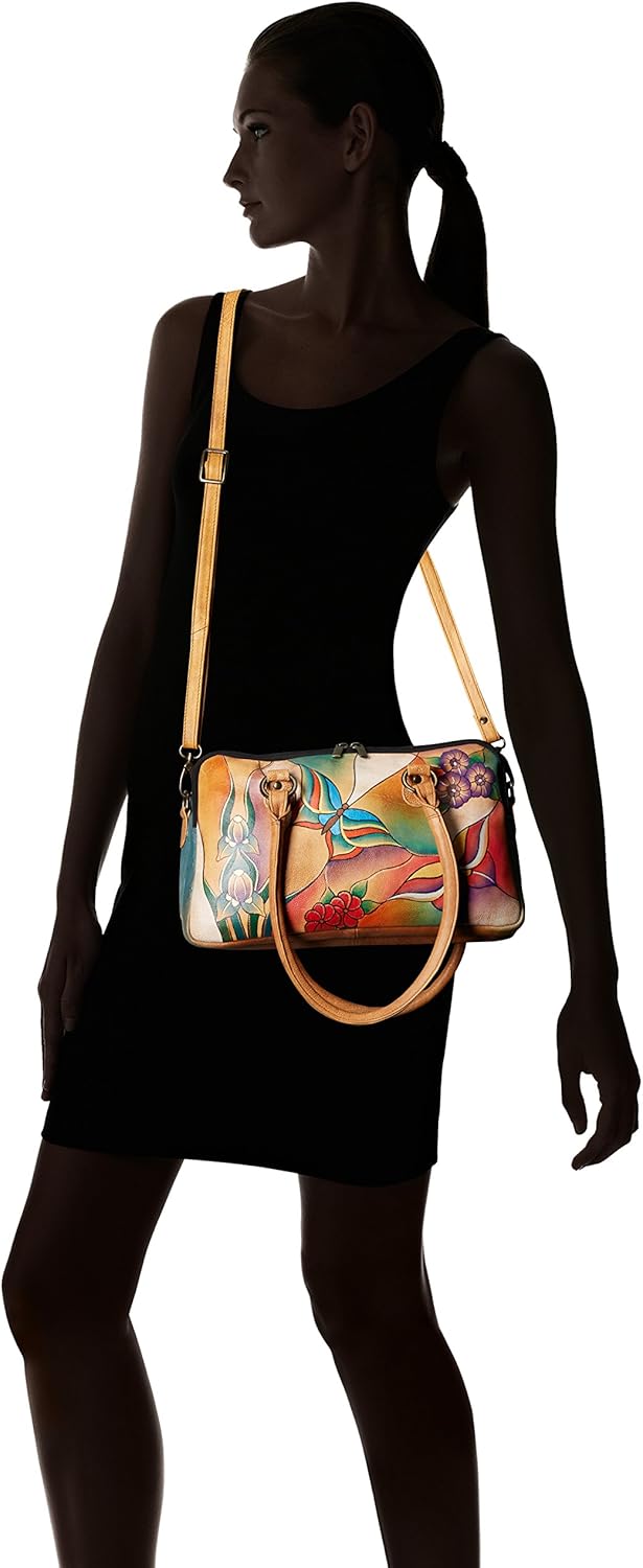 Anna by Anuschka Women's Hand-Painted Genuine Leather Multi Compartment Satchel - Image 2