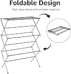 Amazon Basics Porte-linge pliable Portable Sac de séchage pour l'intérieur Air Vêtements de séchage, 29.4 x 14.8 x 41.9 pouces (LxWxH), Argent Chrome