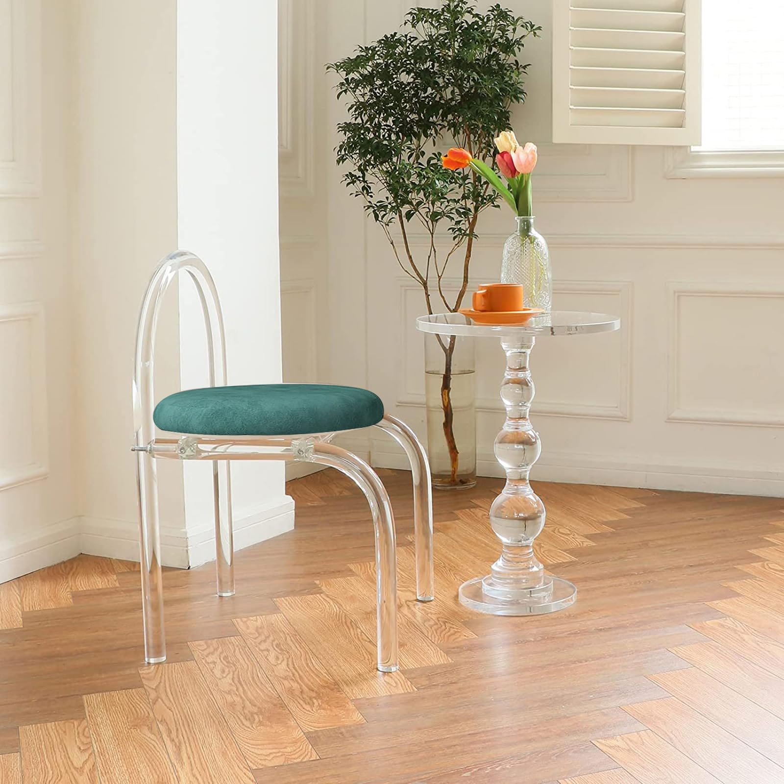 Clear Plastic Chair Vanity Crystal Decor Clear Cross Back Plastic