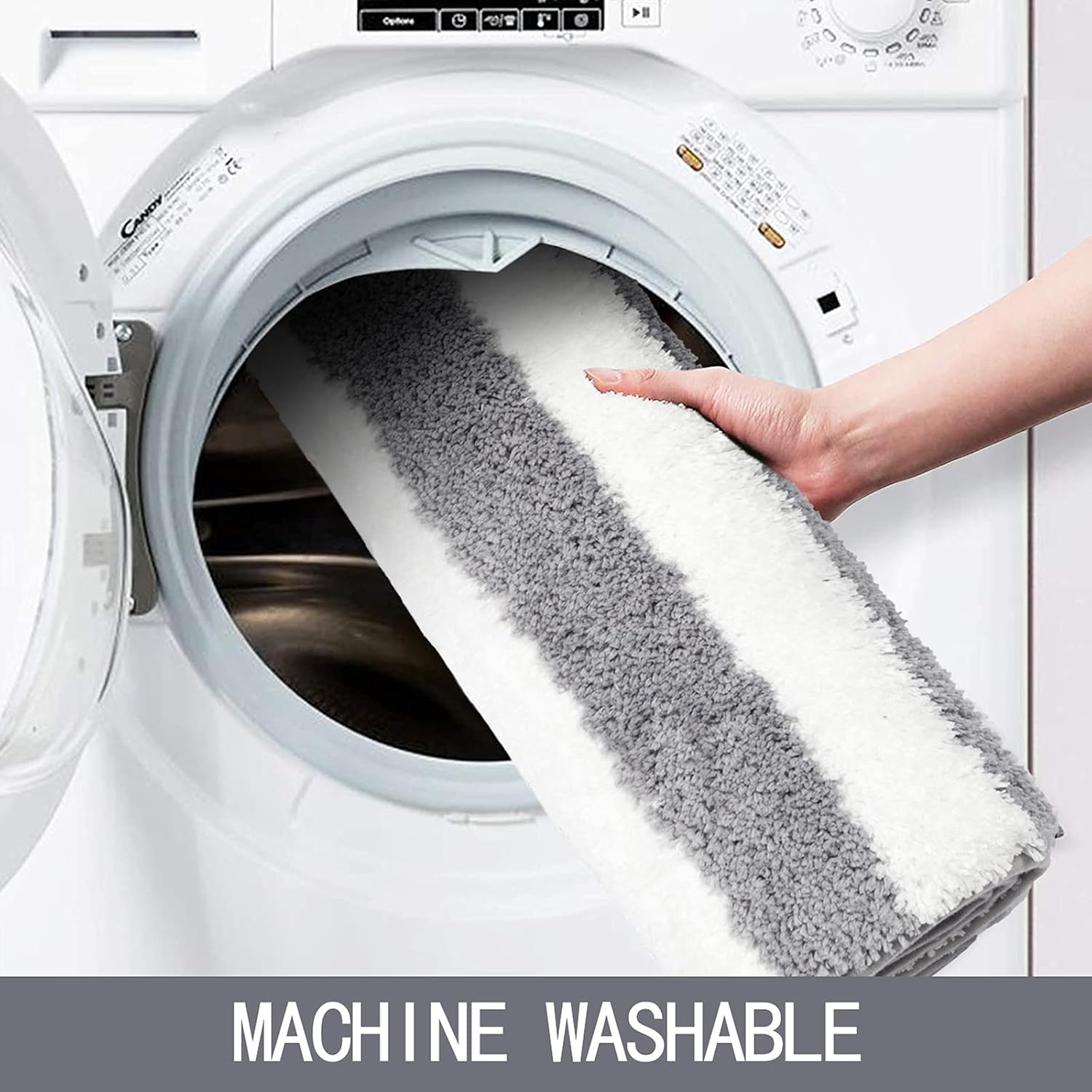 HiiARug Microfiber Bath Rugs Bath Mats for Bathroom 20"x47" Soft&Absorbent Bathroom Mats Non-Slip Bathroom Runner Rug Machine Washable Shaggy Bath Rug for Bathroom Tub and Shower(20"x47", Gray)