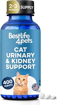 Cat UTI Remedy & Kidney Support for Cats, Natural Urinary Tract Infection and Cat Bladder Crystals Treatment Helps Flush Out Kidney Stones, Clears Infection, Improves Kidneys Health, 400 Tiny Pills