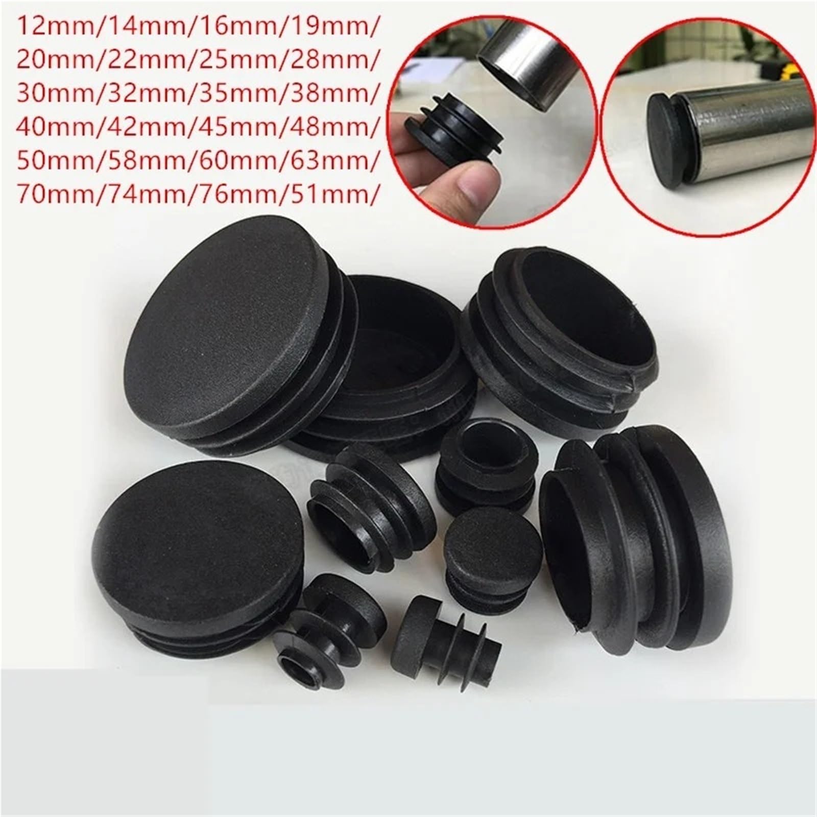 Rohr Rohr Einsätze Stecker Bung Einsatz Stopper for Stuhl Bein Rohr Tapon Tubo Redondo Schwarz Runde Kunststoff Stanzen End Kappe(8pcs,100mm)