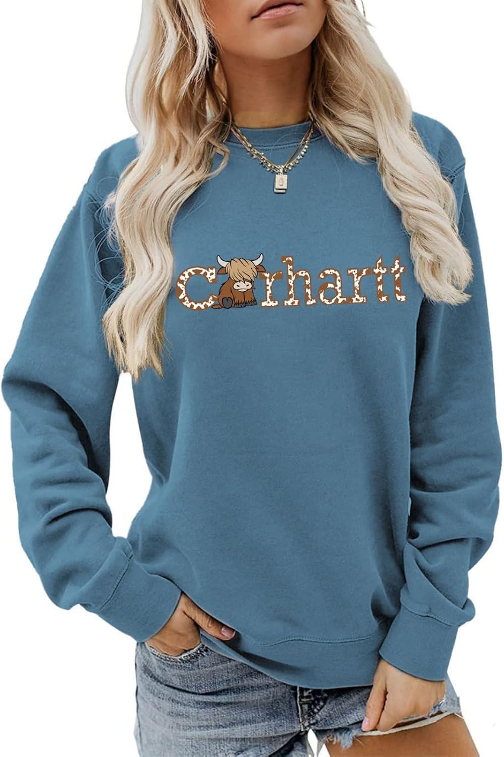 Highland Cow Sweatshirt Women's Cow Print Sweatshirt Country Western Pullover Tops highland Cow Lover Gift
