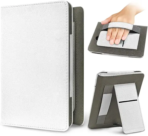 Solid Color 6.8-7" Universal E-Reader Case, Kindle Paperwhite Case, Compatible with Kindle Colorsoft, Auto Sleep/Wake Up, Magnetic Closure (White 01)