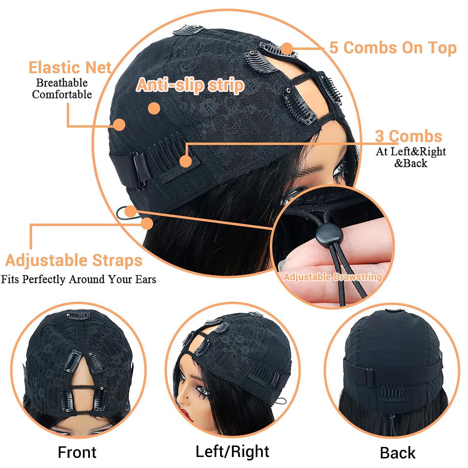 V Part Wig Human Hair Kinky Curly Upgrade U Part With Adjustable Drawstring 200% Density V Shape Clip In Half Wig for Women Natural Color 16 Inch
