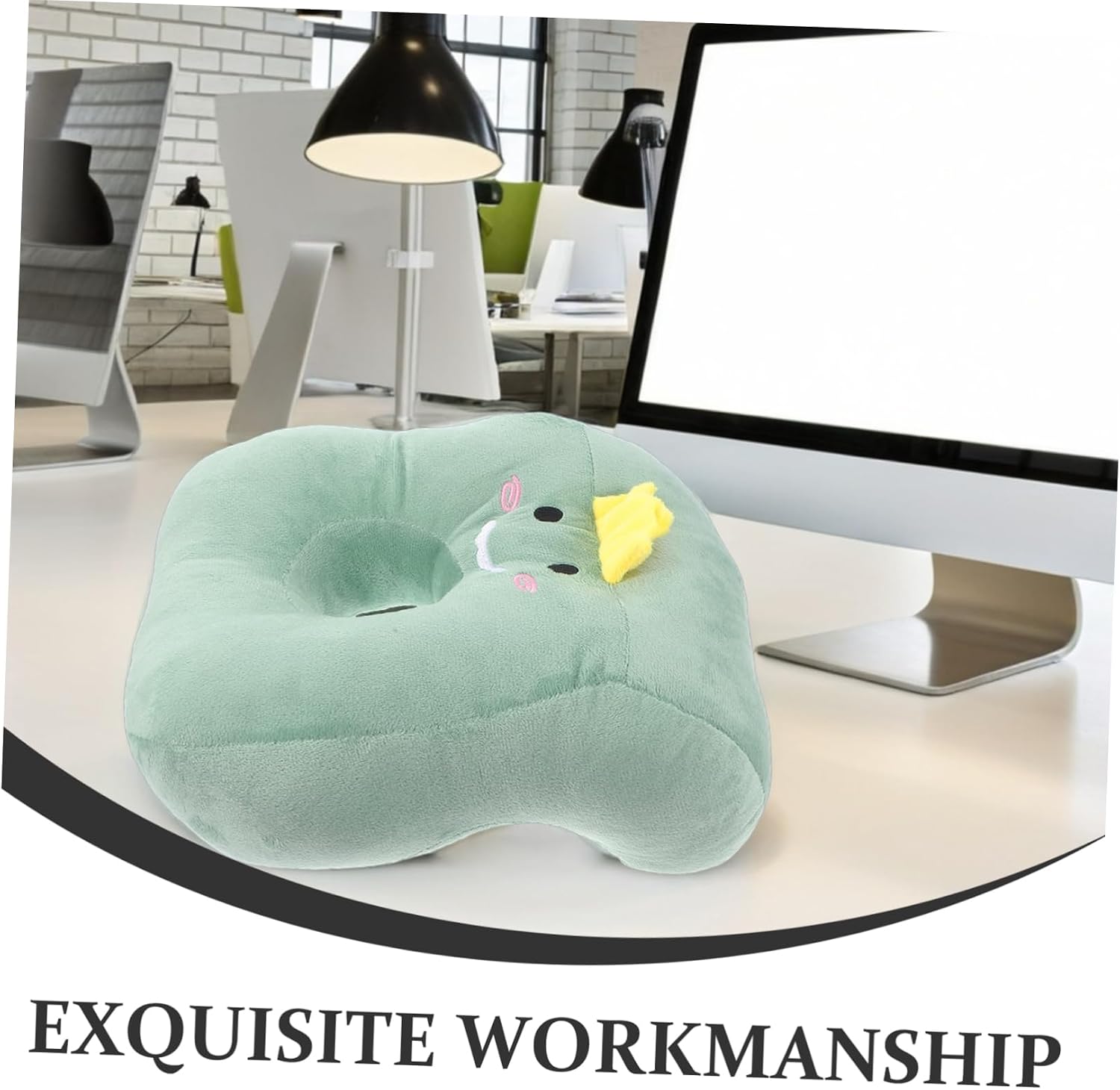 PRETYZOOM Ergonomic Desktop Nap Pillow with Ear for Comfortable Office Sleep Wear Resistant Breathable Cushion for Arm Relief and Ear Comfort Removable Washable Cover Cute Dinosaur Design