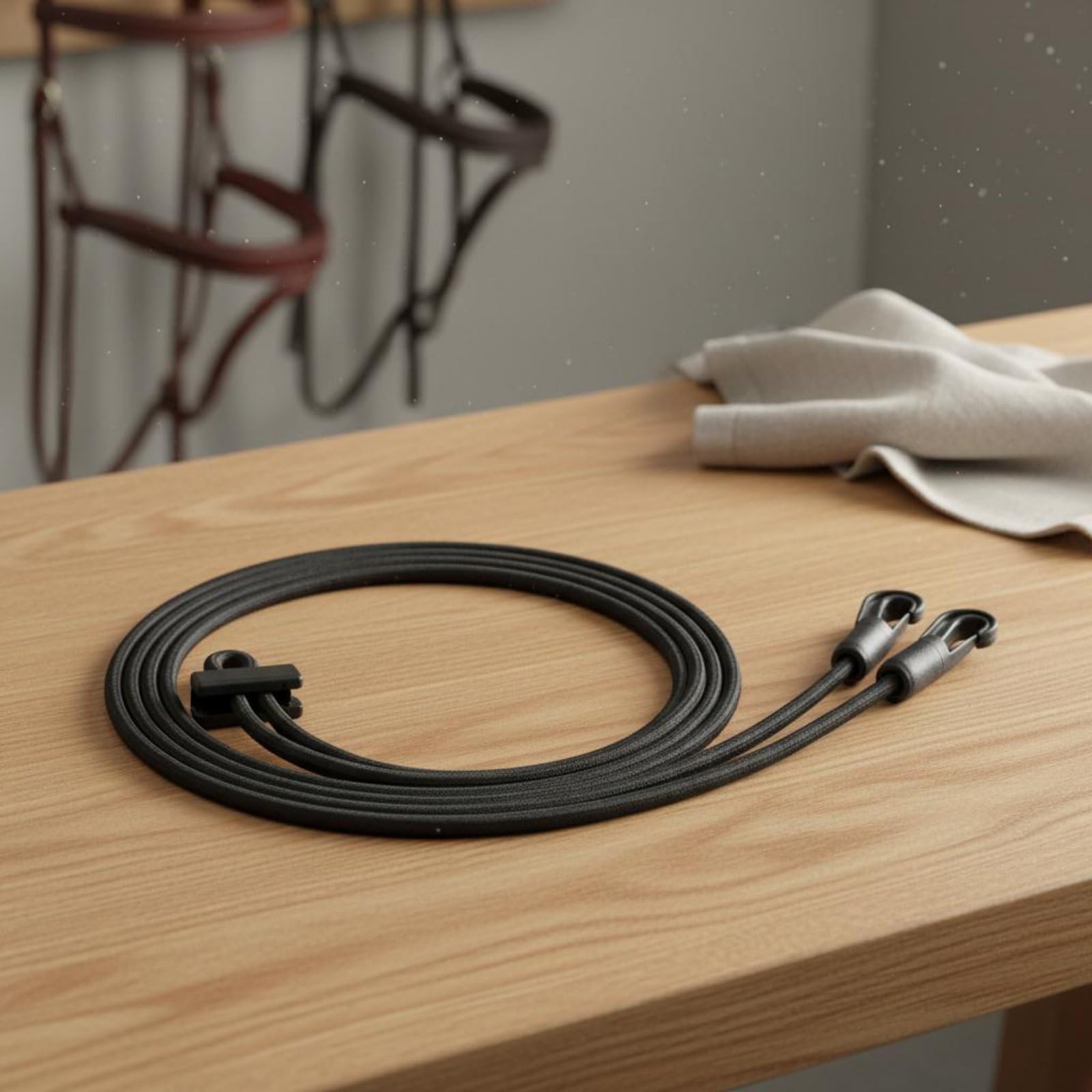 Corde Élastique Équestre Élastique, Multi-Usage Enrênement Réglable Rênes Latérales Élastiques, Accessoire Équestre avec Mousquetons, pour Équipement Équestre, Manège, Écurie