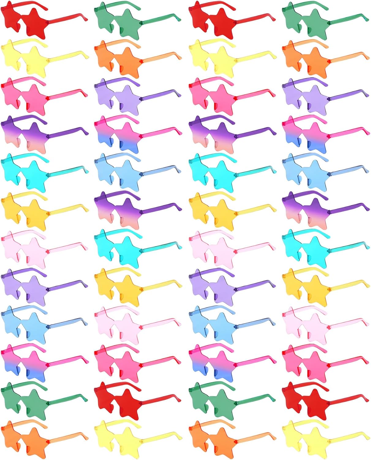 Matcheck 24/48 Heart/Star Shaped Sunglasses Kids Rimless Party Glasses Transparent Colored Funny Boy/Girls Birthday Favors