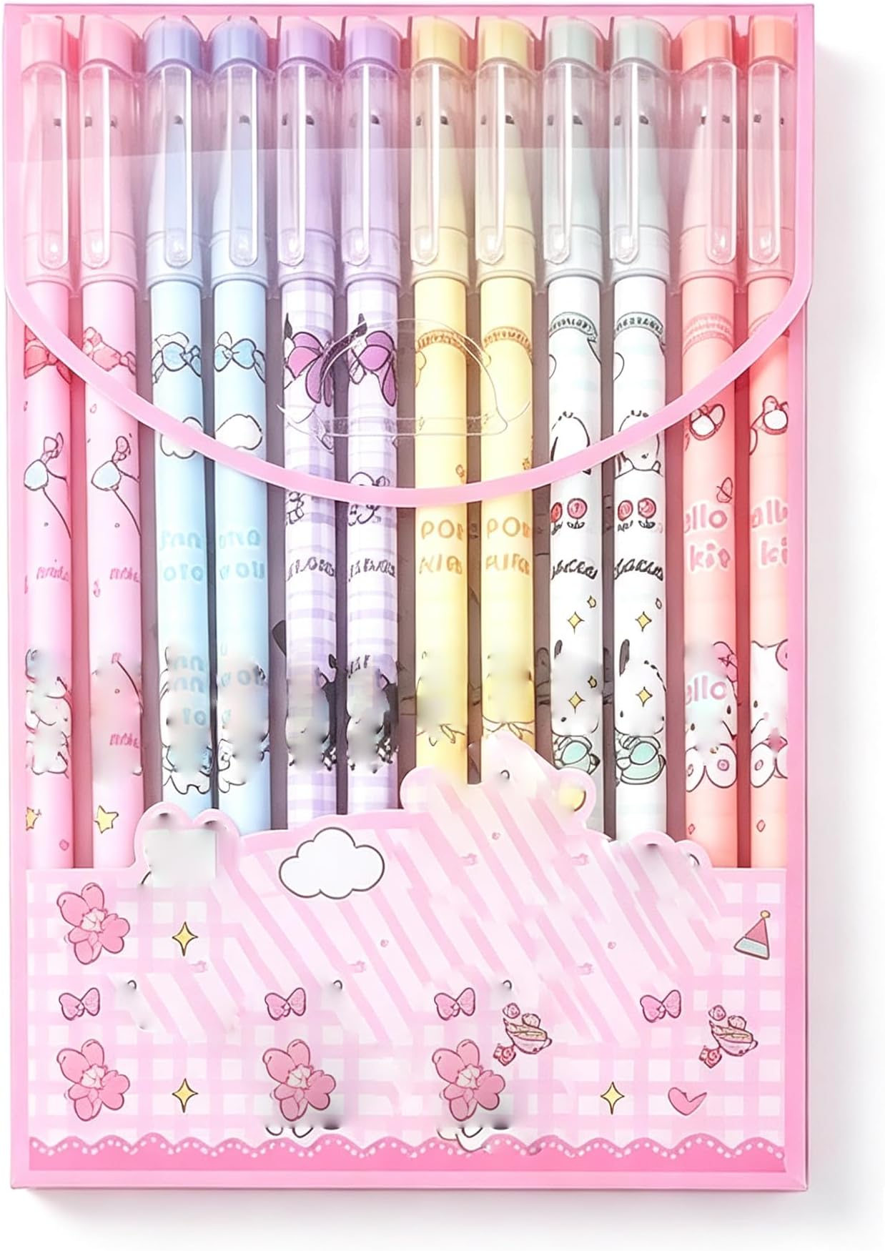 12 Pcs Cute Cartoon Gel Pens, 0.5mm Black Ink Kawaii Writing Set, Aesthetic School Office Supplies for Kids Teen Girls Students