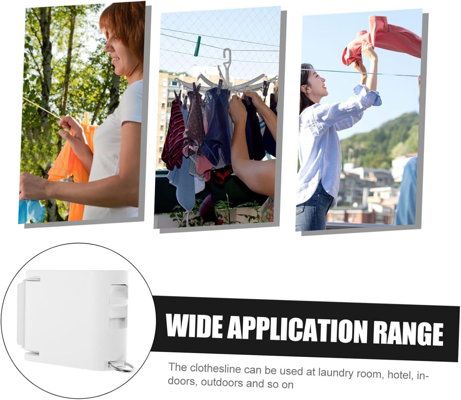 Unomor Adjustable Retractable Clothesline Home Outdoor Heavy Duty Easy Installation Camping Clothes Drying Rope