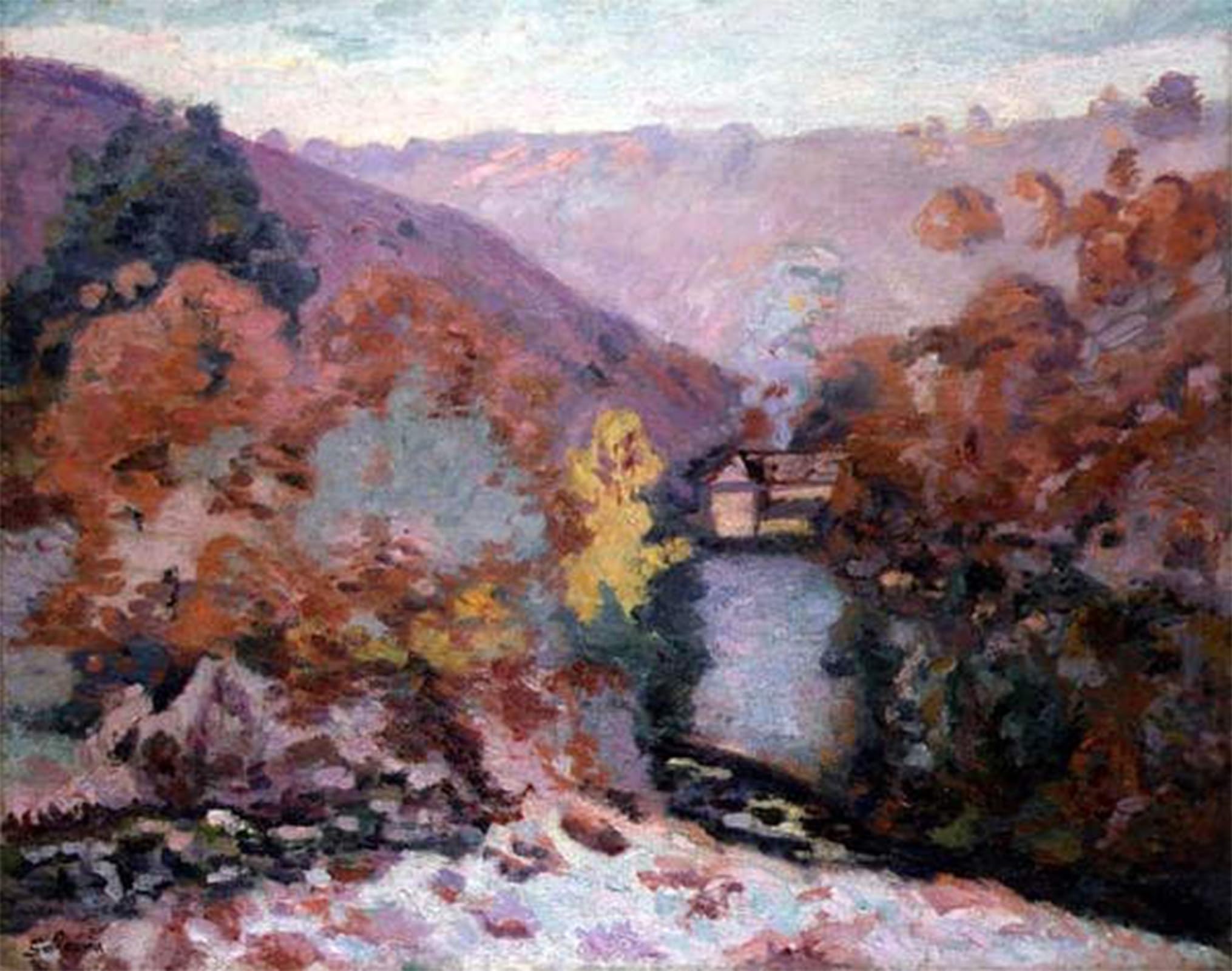 Cuadro en lienzo de 60x90cm con paisaje de Guillaumin para decoración de paredes en el dormitorio 5