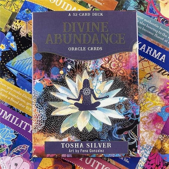 Divine Abundance Oracle Cards Fortune-Telling 52 PCS Full English Divination Cards, Family Gatherings, Entertainment Parties Gifts for Beginners, Expert Readers(English Edition)
