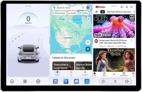 JOYING 12.95" Double Din Stereo with CarPaly & Android Auto, Android 13 Car Radio HD QLED Touch Screen 12GB+256GB Head Unit, GPS Navigation, Bluetooth, DSP, SWCJY-UTD14N12