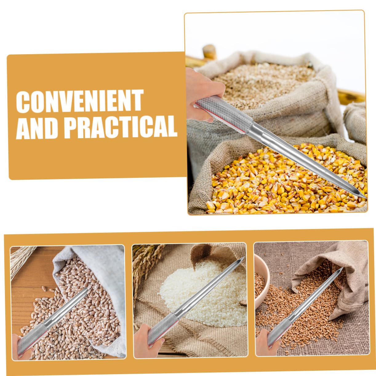 GLEAVI Portable Grain Sampler for Farm Metal Grain Sampling Tool Comfortable Handle
