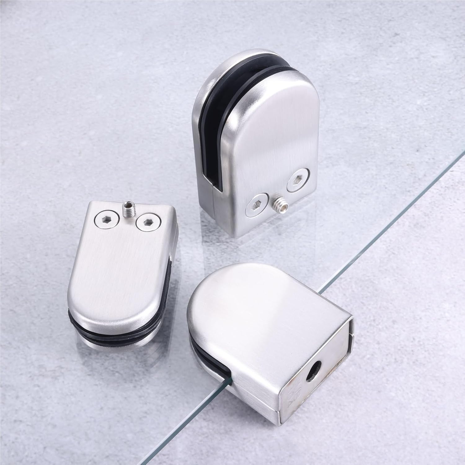 Glass Shelf Brackets 4pcs Stainless Steel Glass Clamps Support Brackets Clips for Display Shelves(6-8mm)