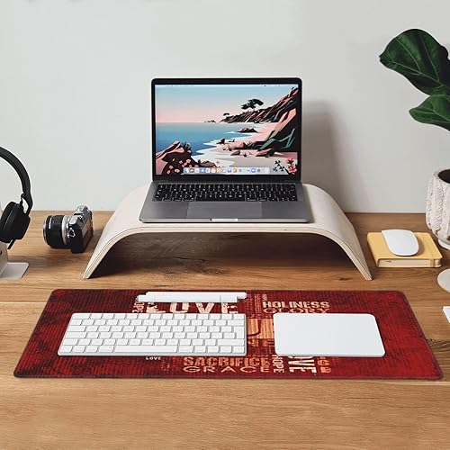 Miniatura 4 de Alfombrilla grande para mouse Jesús religioso extendido para juegos con bordes cosidos, computadora portátil, teclado, mouse, alfombrilla de