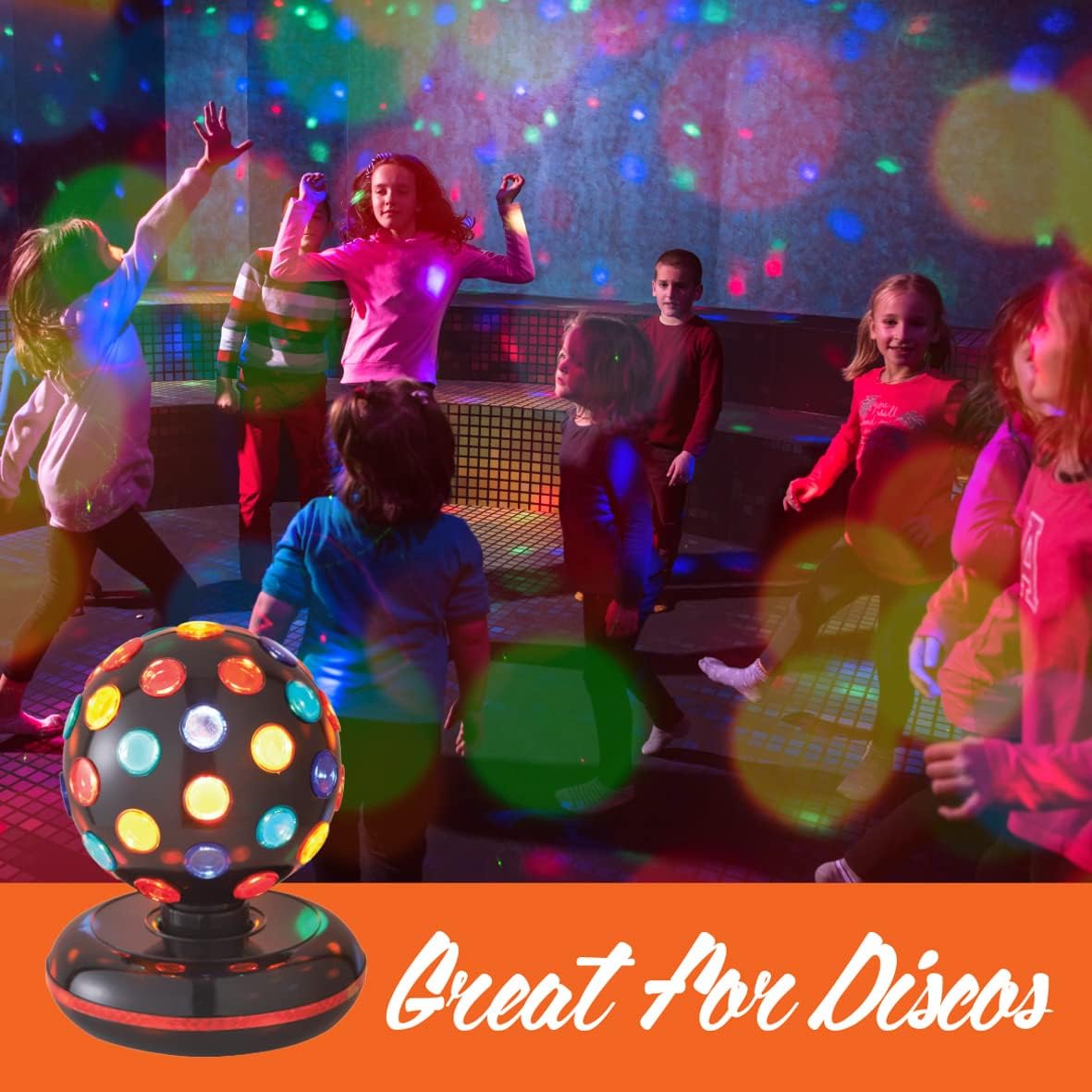 Global Gizmos 6Inch Roatating Disco Ball Light MultiColoured