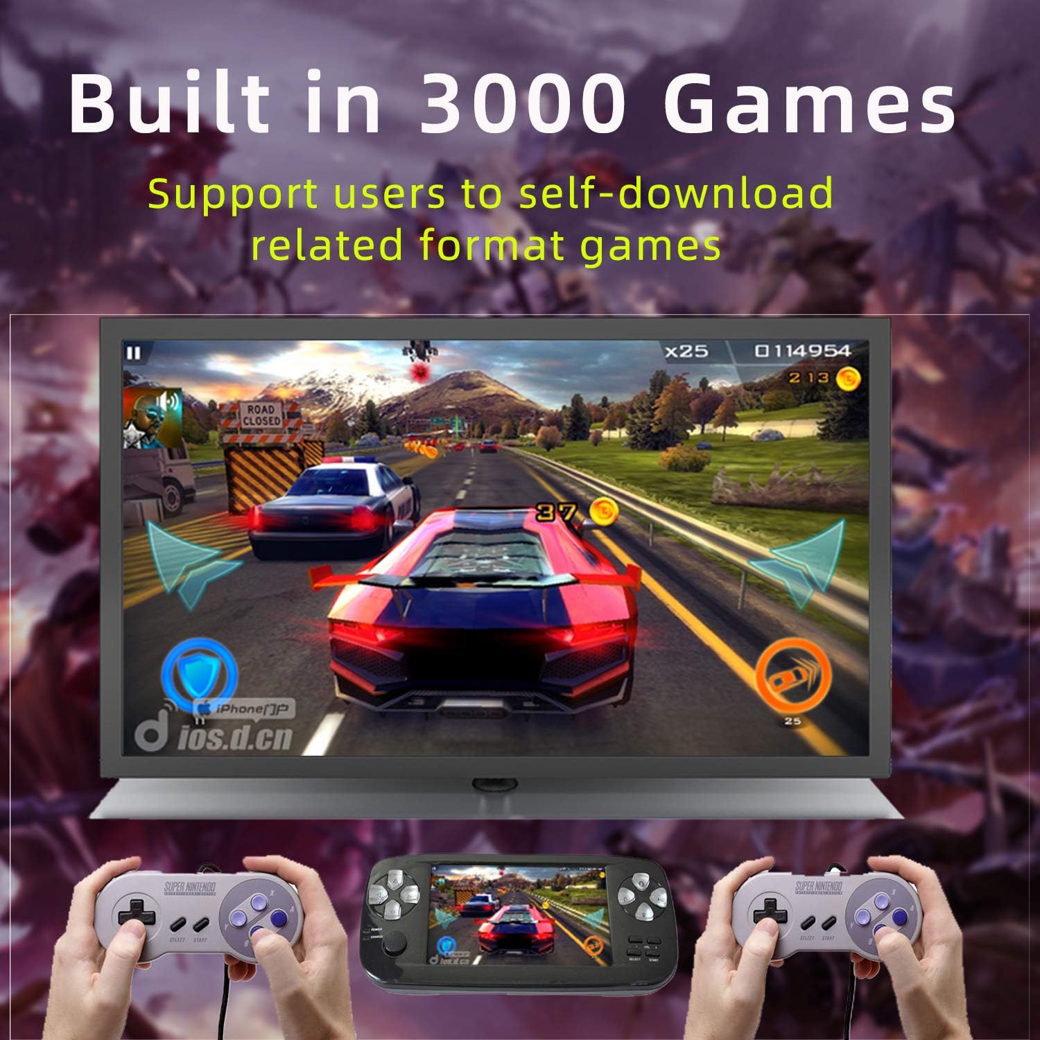 HAIHUANG Pap KIII Handheld Game Console, Portable Game Player Built in