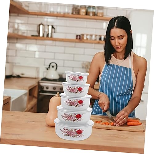 Miniatura 3 de SEWOART Tazón cubierto de esmalte para mezclar ensalada, tazón para servir alimentos, tazón de ramen, pasta, envase de alimentos, pasta, tazones de