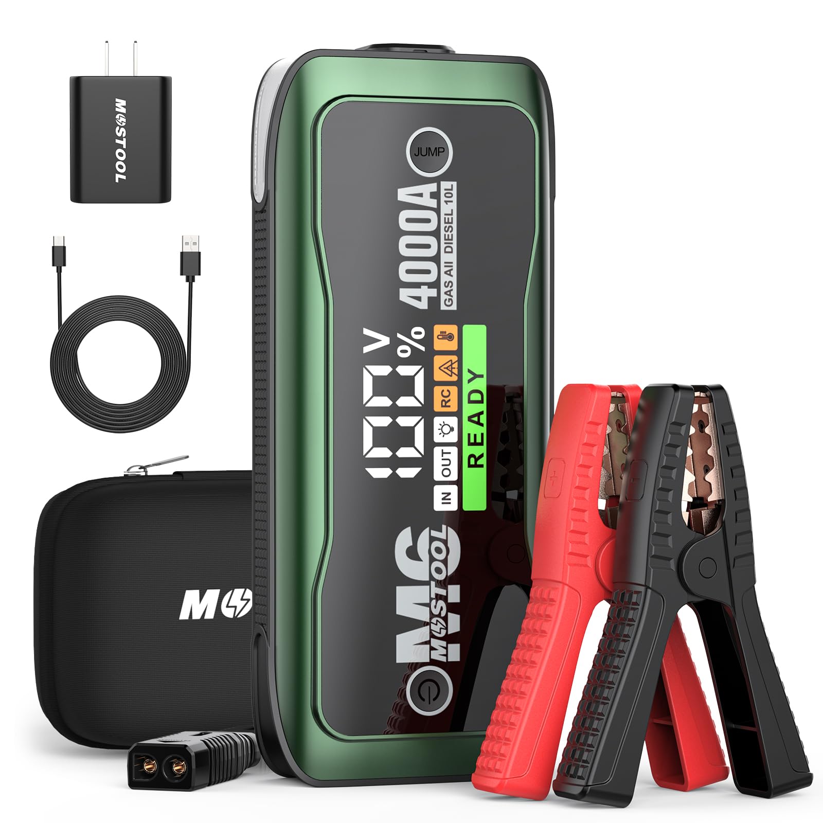 MOSTOOL M6 4000A Portable Jump Starter with AC Adapter Startup to All Gas and 10 0L Diesel Engines