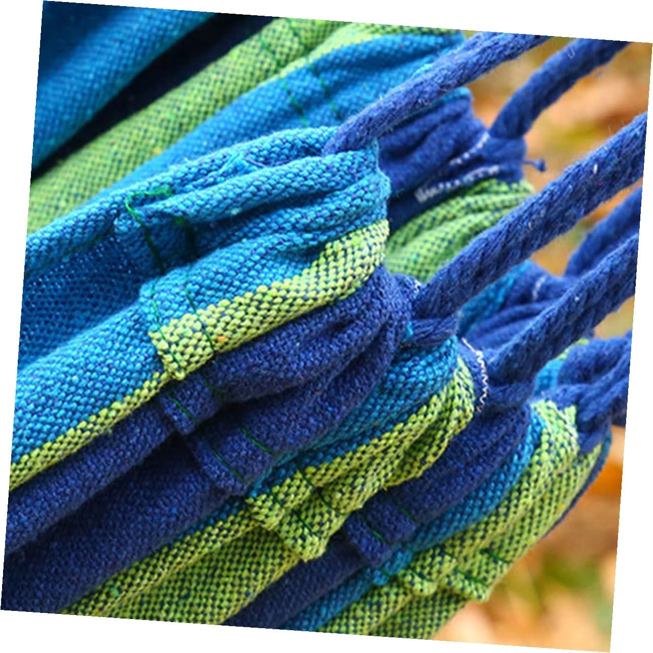 Double Thickened Canvas Swing Hammock Outdoor Camping Hanging Chair with Two Bind Ropes and Carry Bag Blue for Backpacking Travel and Relaxation