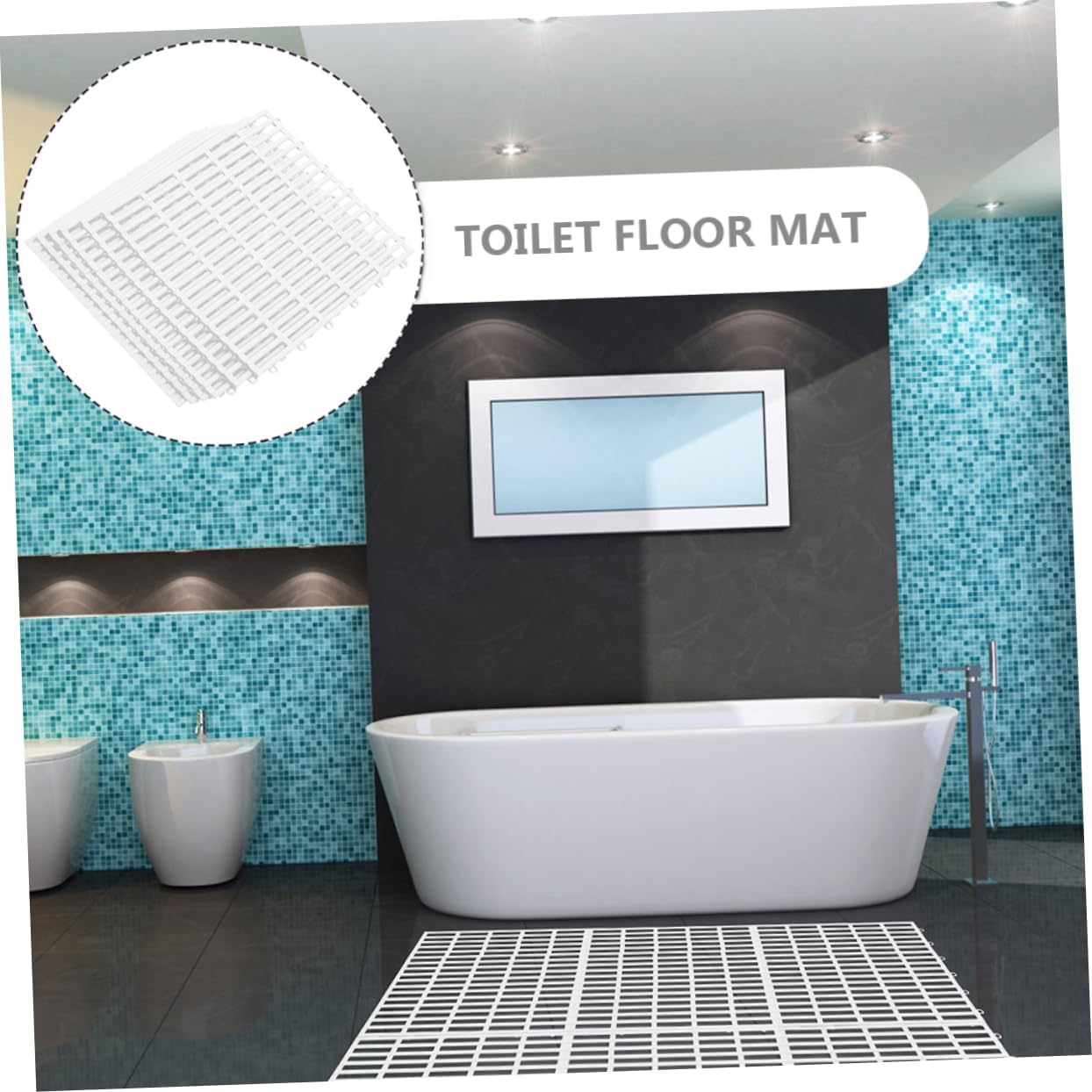 4pcs Bathroom Floor Mat Non-Slip Shower Cushion Skid Ground Mats for Washroom Bathtub Toilet DIY Splicing Skid-Resistant Rugs