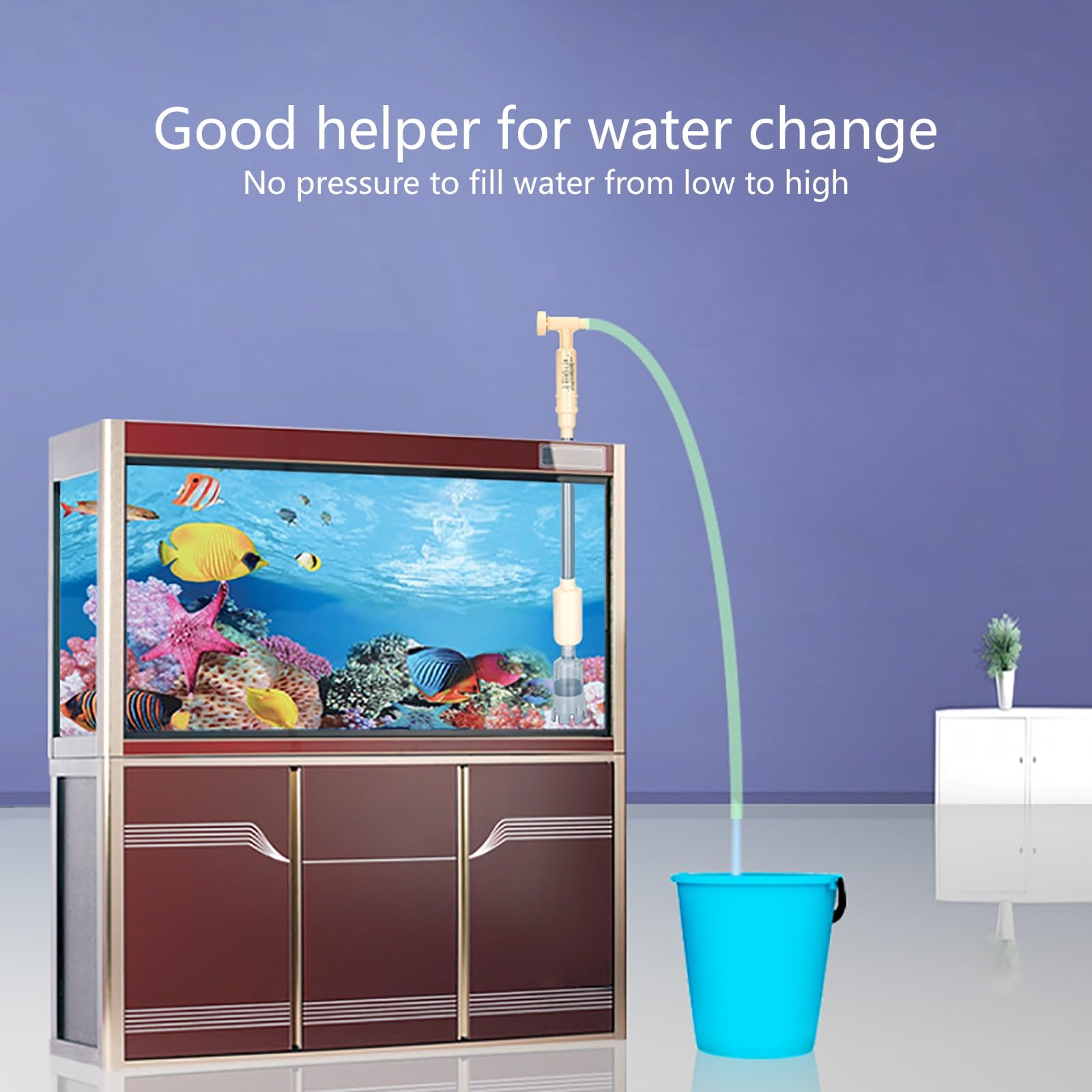 Limpiador De Acuarios, Bomba De Grava Aspiradora para Acuario, Herramientas Eléctricas para Limpieza De Peceras, Apto para Cambio De Agua Lavado De Arena y Circulación De Agua