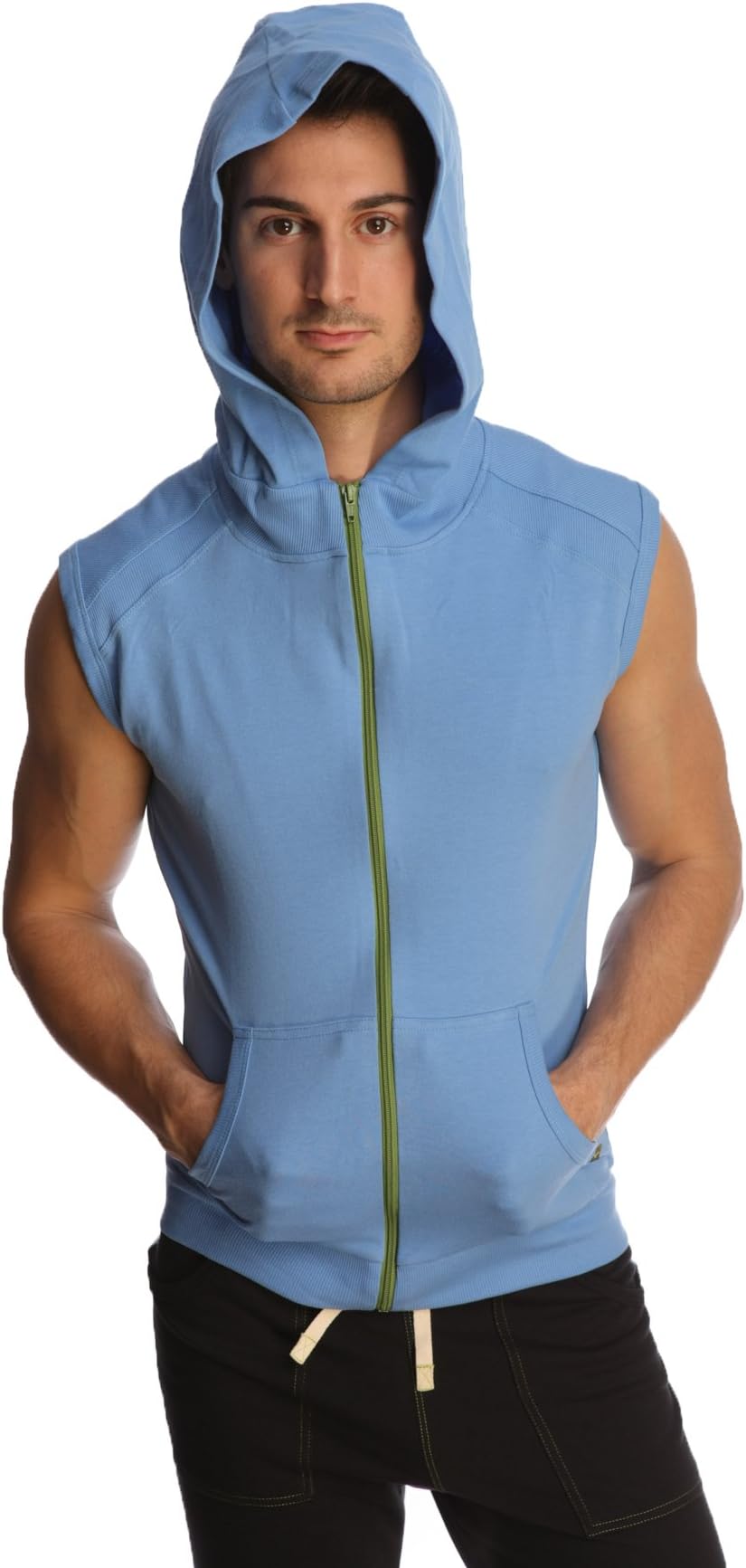 4-rth Men's Sleeveless Yoga & Gym Resort Hoodie Modal French Terry Made in America Stretch European style Fit