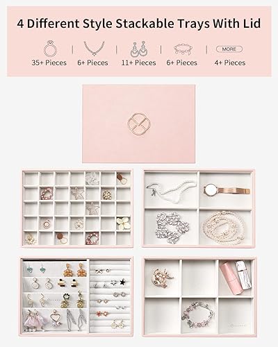 Miniatura 3 de Vlando Bandeja de joyería organizadora de joyas para cajón, organizador de joyas, organizador de cajones, organizador de joyas apilable, bandejas