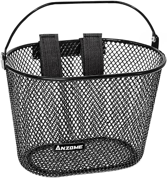 ANZOME Kids Bike Basket, Bicycle Basket for Boy and Girl, Waterproof Metal Wire Children's Bicycle Basket, Suitable for Most Children's Bicycles and Kids Tricycles