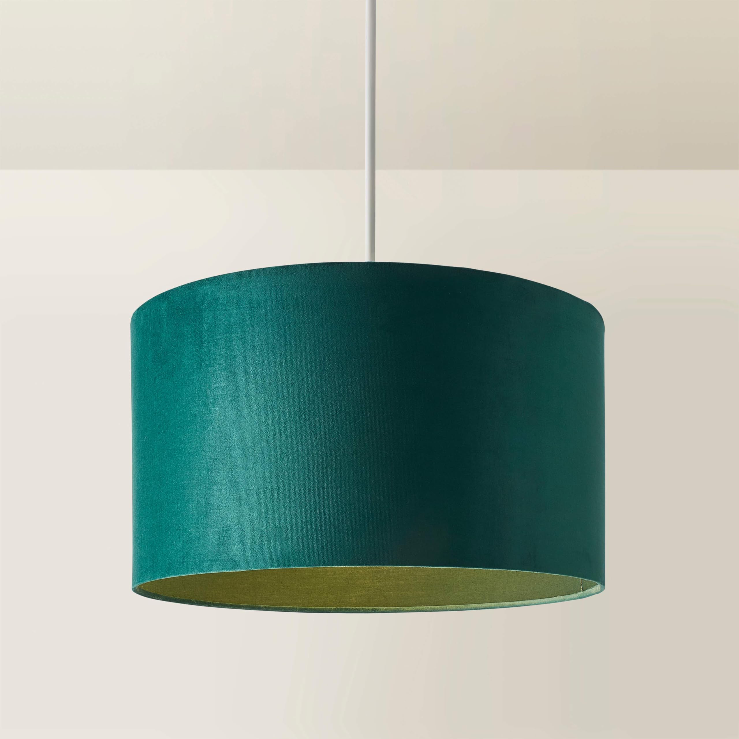 MiniSun | Large Modern Forest Green Velvet Drum Light Shade | Lamp Shades, Home Décor & Improvement Essential | 45cm Shade Width