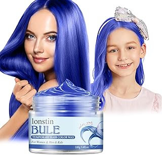 Colores temporales para el cabello lavables, cera para el cabello cera gel hidratante para el cabello natural fiesta para hombres y mujeres papel Navidad de Halloween (Azul oscuro, Azul oscuro)