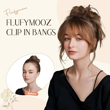 Flufymooz Clip in Bangs,12 Inch French Bang Fringe with Temples Hairpieces for Women Daily Wear-Medium Blonde with Light Blonde Highlight