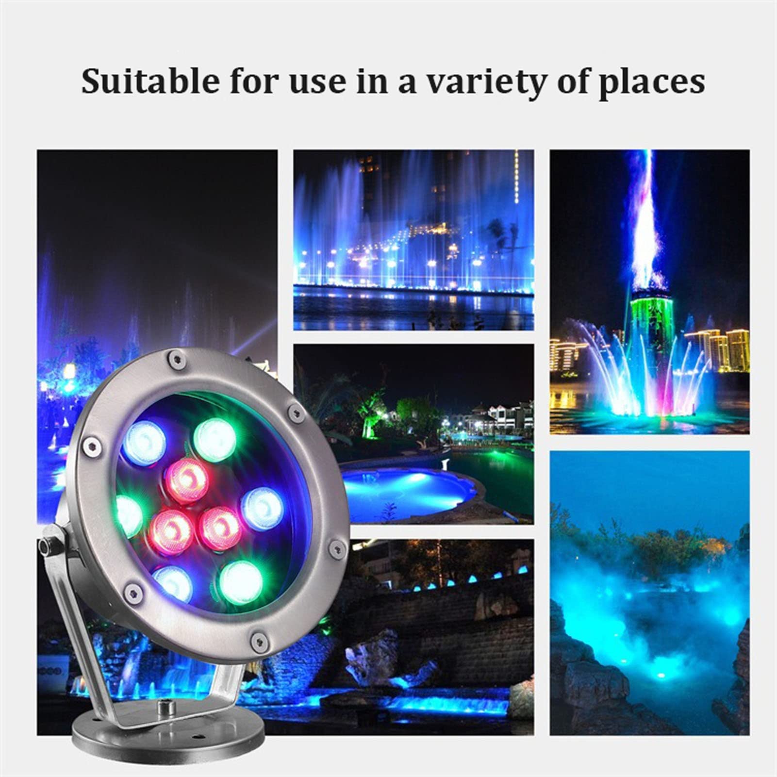 All'aperto LED Luci Subacquee Ruotabile Basso Voltaggio 12/24V Faretto Subacqueo IP68 Impermeabile Acciaio Inossidabile Luci del Laghetto per Fontana Acquario Illuminazione del Paesaggio