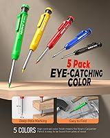 Vista 2 de Nicpro Paquete de 5 lápices de carpintero con sacapuntas y soportes, juego de lápices mecánicos de carpintero con 53 recargas, lápices de carpintero