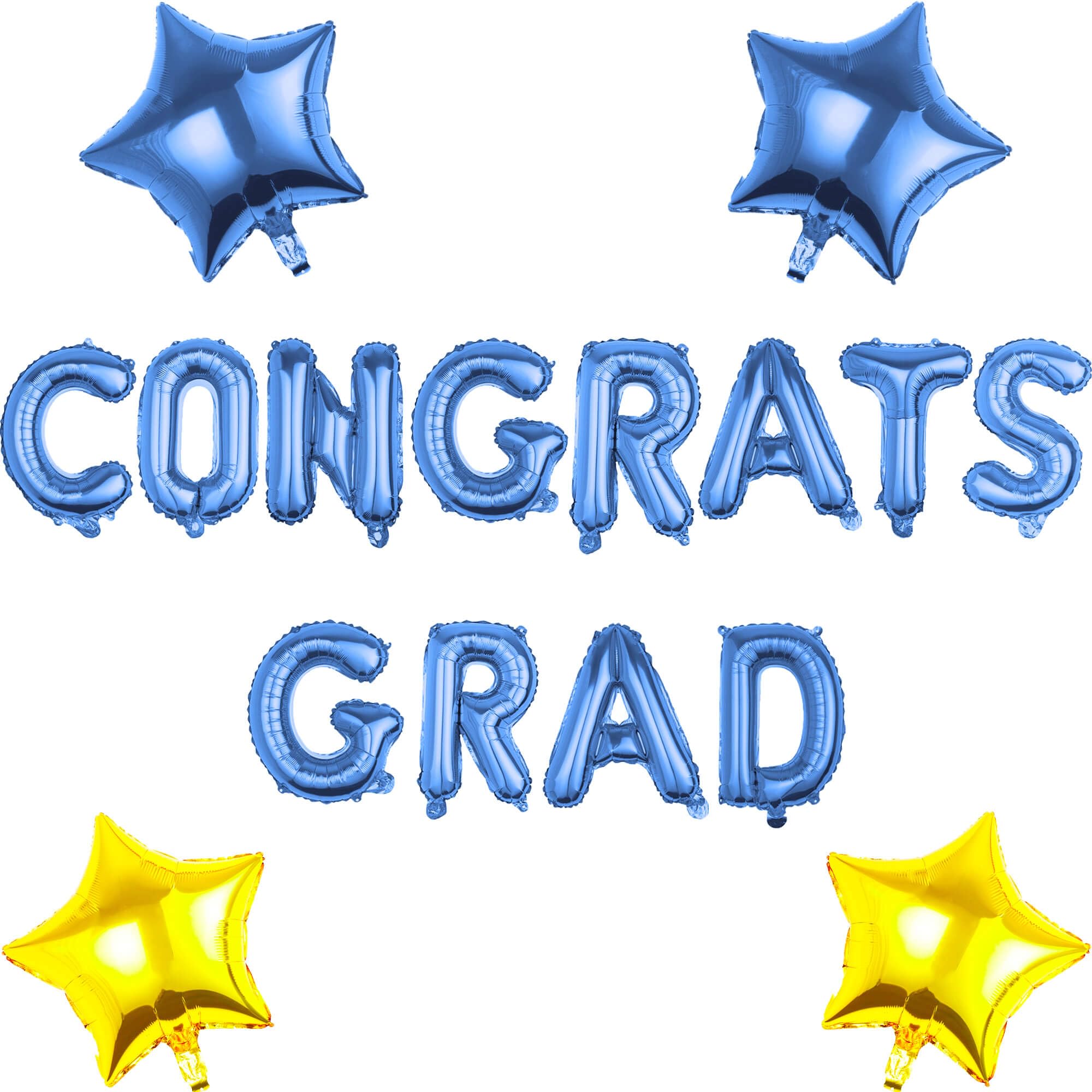 Pargleev Congrats Grad Balloons with Star Hanging Foil Balloons Letter for 2025 Grad Graduation Retirement Party Decorations Blue