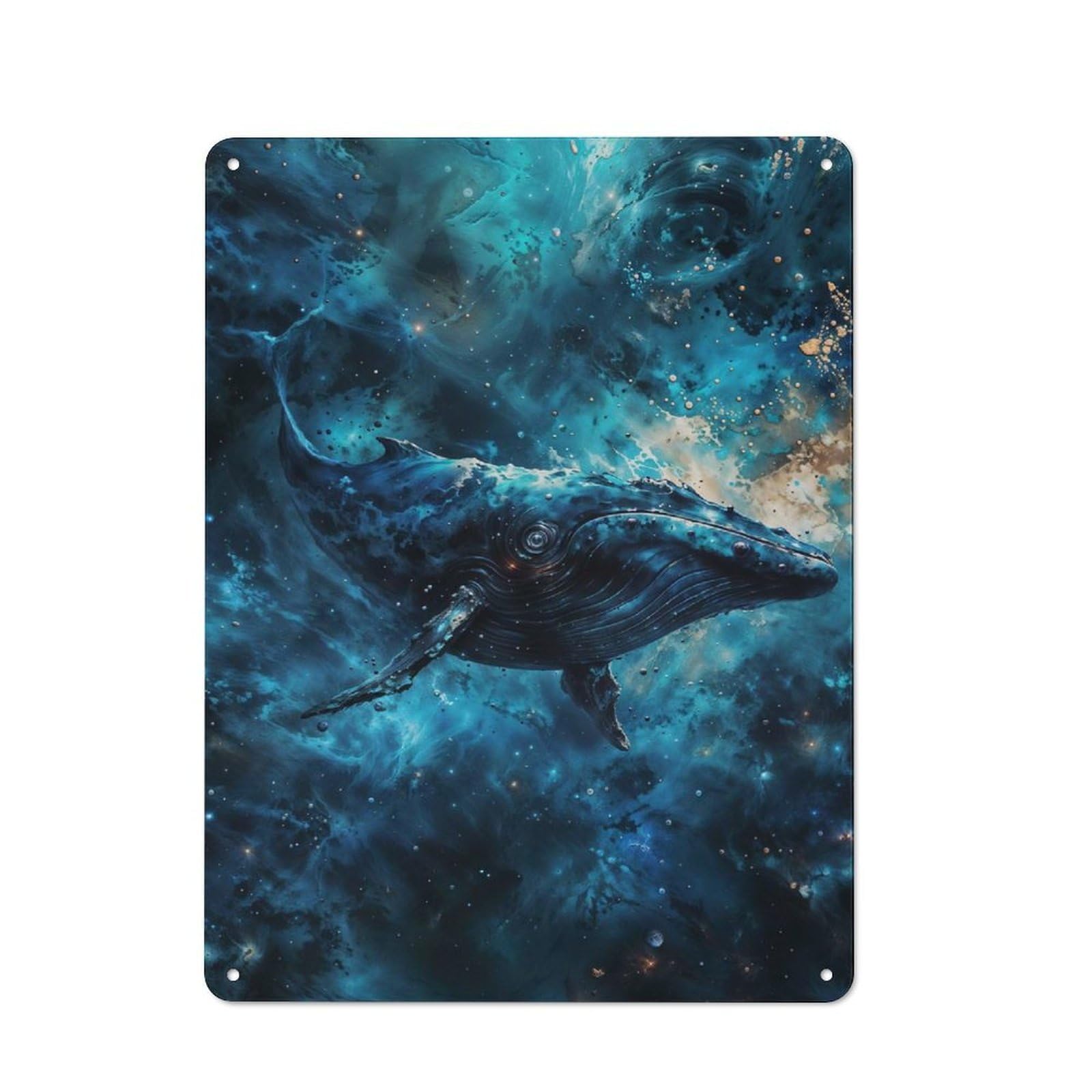 Junmoney Cosmic Space Whale Metal Wall Sign 40X30cm Featuring For Home Bar Wall, Suited To Bar Sign Collectors
