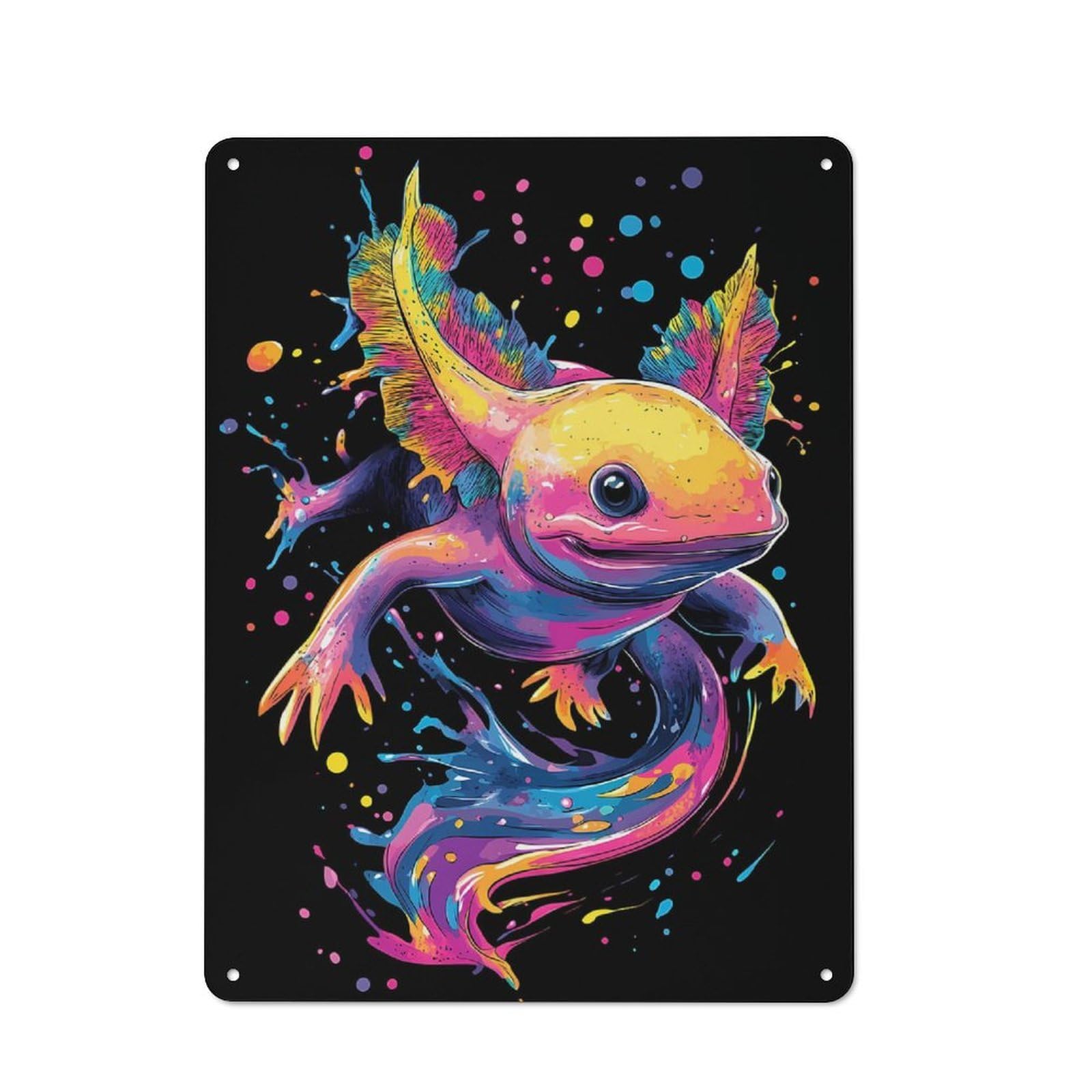 Junmoney Colorful Axolotl Splash Metal Sign 40X30cm With For Pub Or Café, Retro Decor, For Cooler-Month Interiors With Retro Character