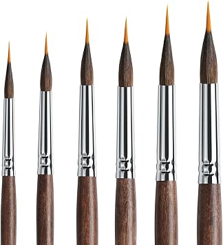ARTIFY Extended Needle Point Watercolor Liner Paint Brush Set - Professional Sable & Nylon Hybrid Water Color Detail Brushes for Fine Lines Painting