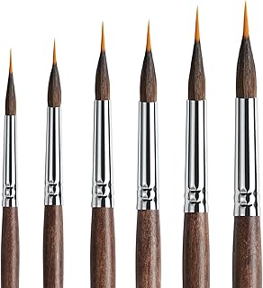 ARTIFY Extended Needle Point Watercolor Liner Paint Brush Set - Professional Sable & Nylon Hybrid Water Color Detail Brushes for Fine Lines Painting