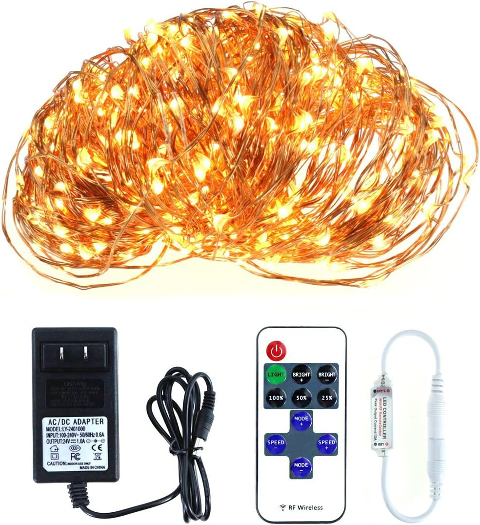 Copper Wire LED String Fairy Lights Waterproof Flexible Warm White Light 400 LEDs 50M 164 feet for Outdoor or Indoor Christmas Xmas Gardens Holiday Wedding Party Decor