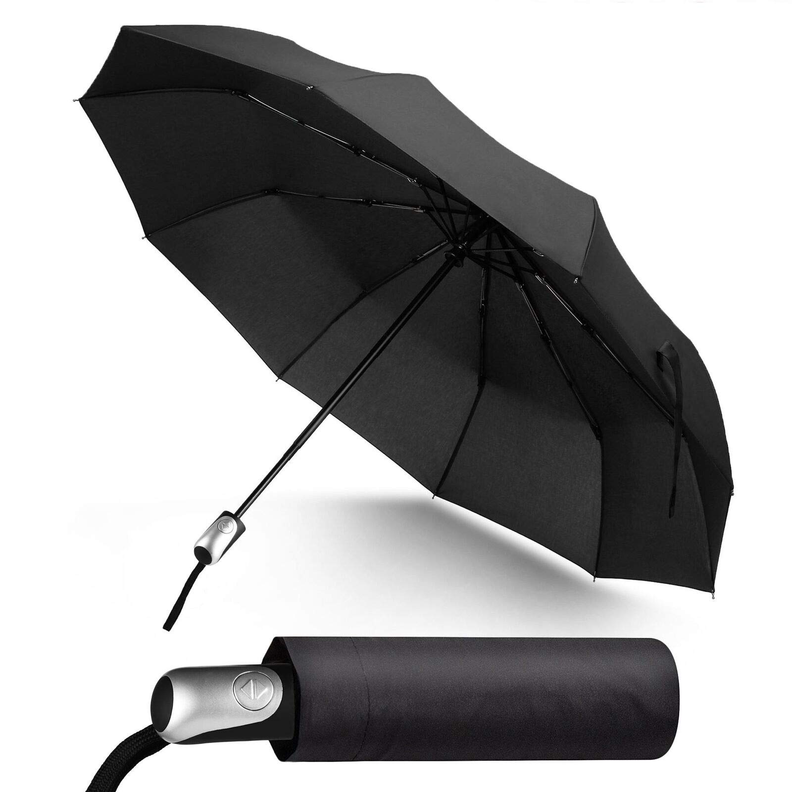 vapewaves Travel Umbrella Windproof Automatic Anti-Rebound, Smart Strong Sturdy Folding Compact Umbrella, Auto Safety Closure, Waterproof, Light Weight Travel Umbrella for Men Women Ladies Kids