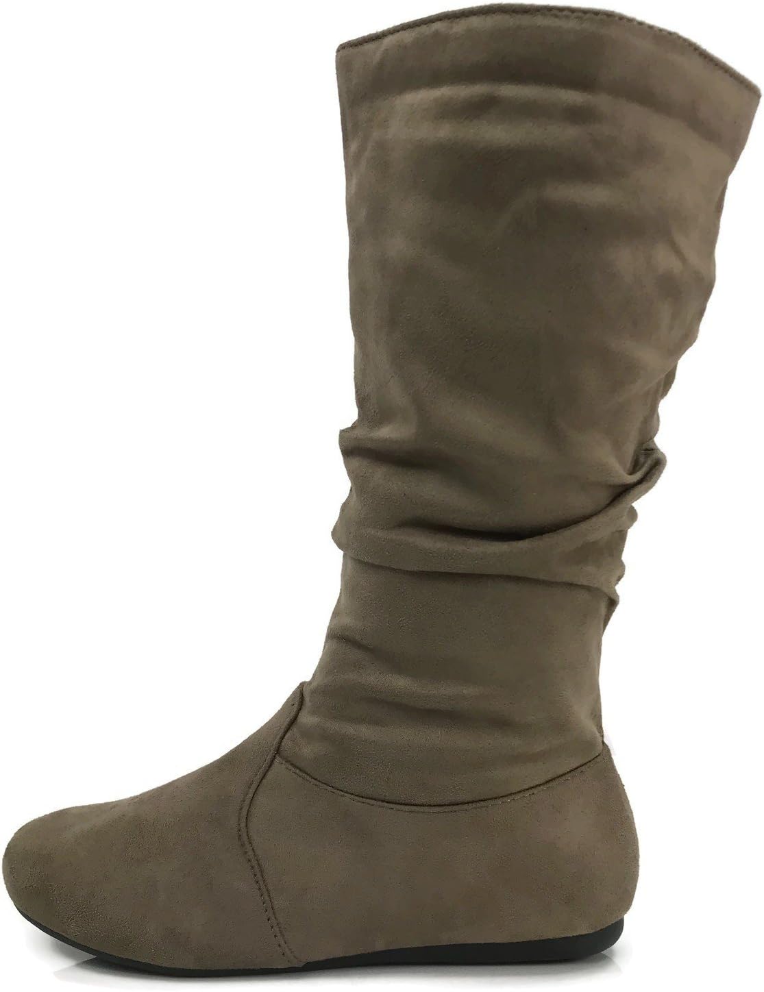 Wells Collection Womens Boots Soft Slouchy Flat to Low Heel Under Knee High, Taupe, 7 - Image 3